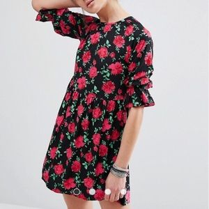 Floral (Roses) Smock Dress - Size XS